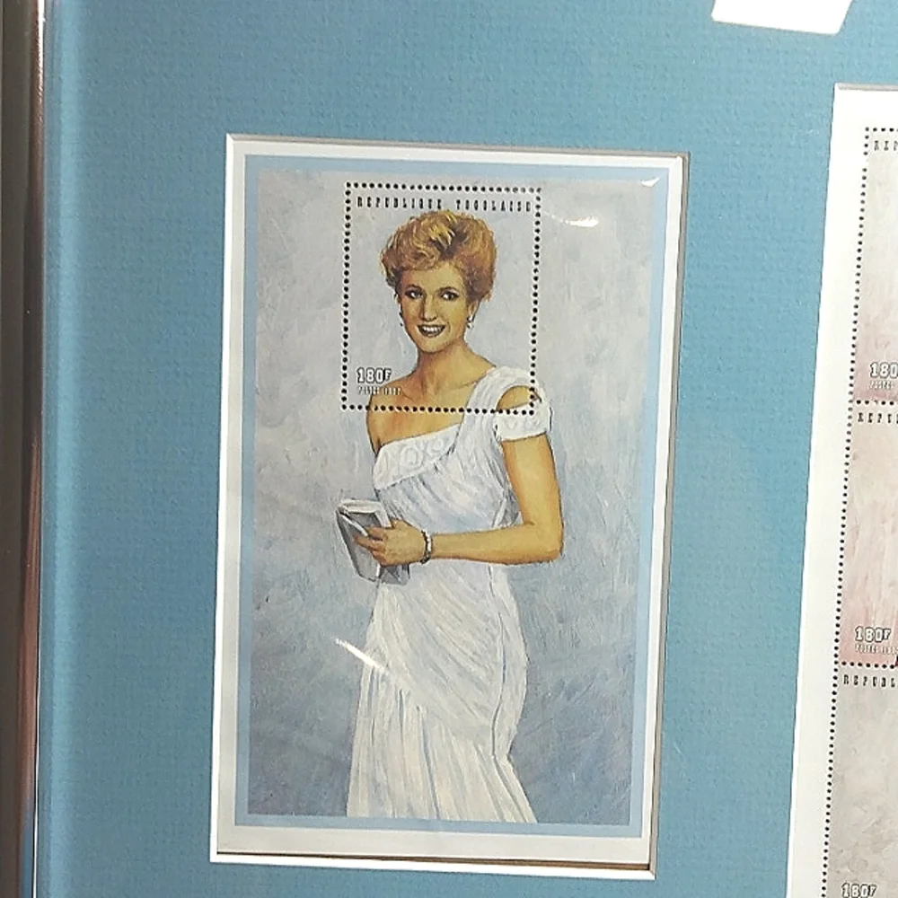 Vintage 1997 Princess Diana Limited Collection Stamps Framed Wall Art